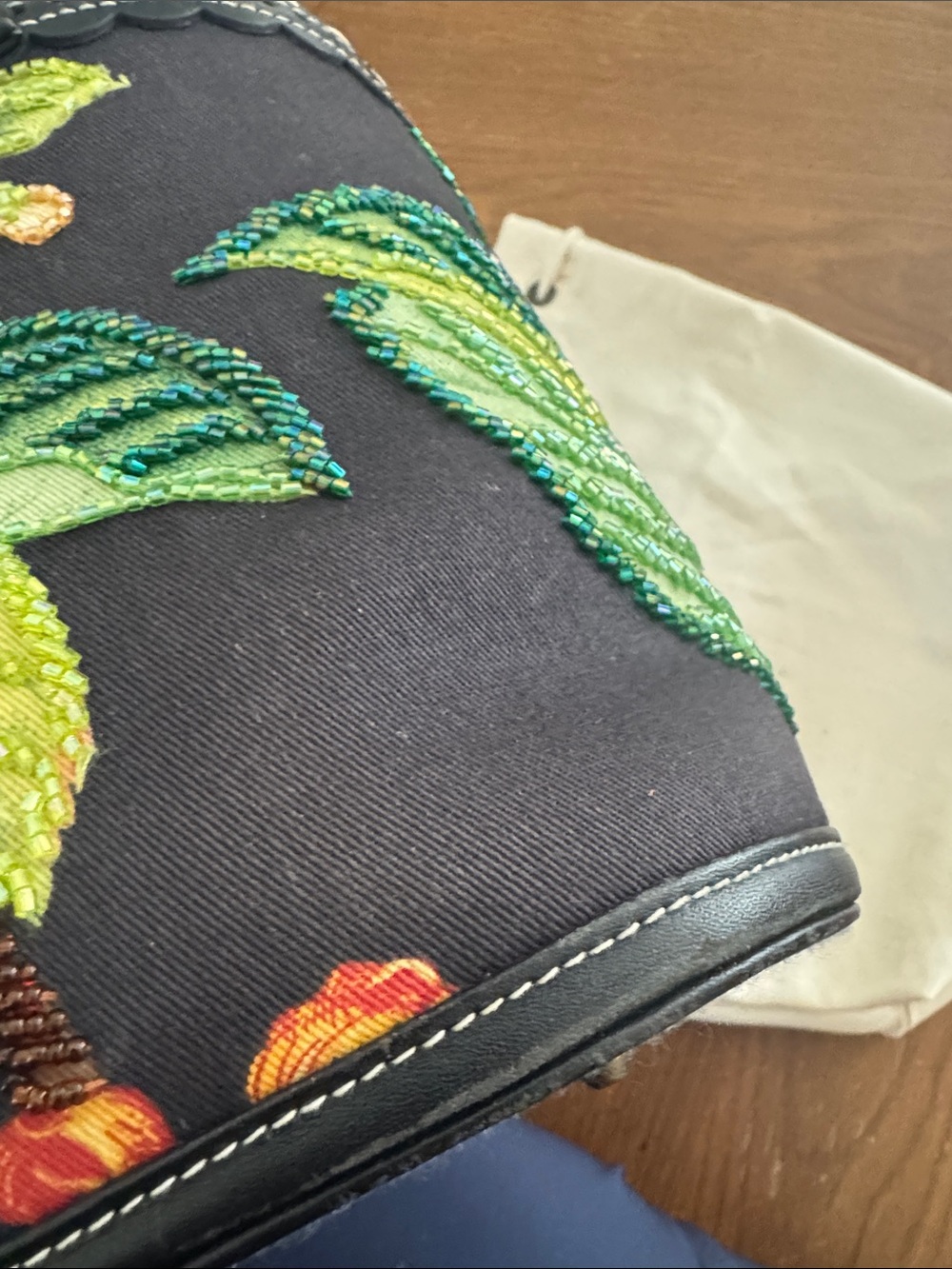 RARE Vintage Isabella Fiore Embellished Beaded Fruit Basket Bucket Handbag Purse - Picture 14 of 16